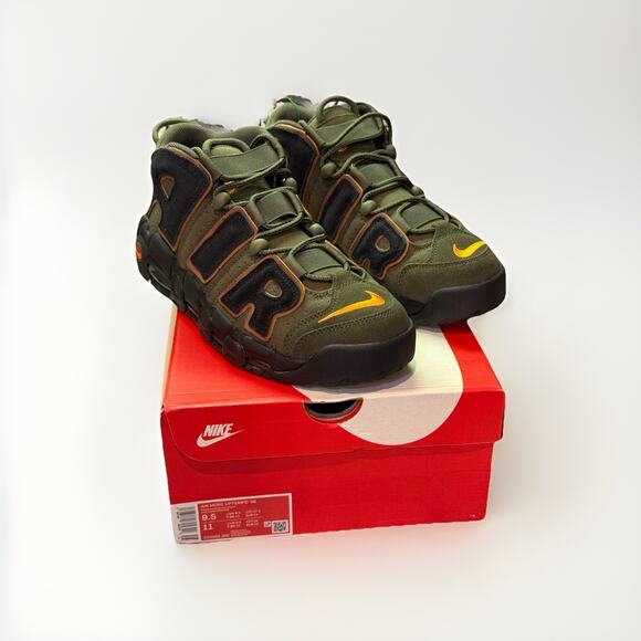 NIKE AIR MORE UPTEMPO '96 CARGO KHAKI/ Black-Pecan'' SIZE US 9.5 (DX2669 300)